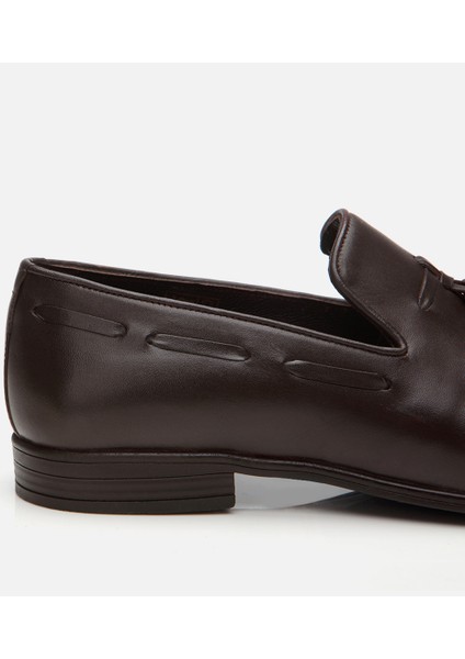02AYH303410A480 ERKEK Deri Kahve Püskül Detaylı Loafer modelleri