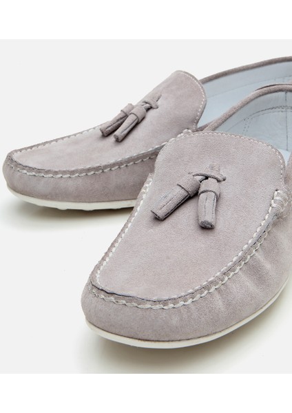 02AYH305540A200 ERKEK Süet Deri Gri Püskül Detaylı Günlük Loafer modelleri