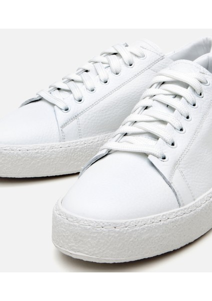 02AYH305680A900 ERKEK Deri Beyaz Şeffaf Tabanlı Spor Ayakkabı modelleri