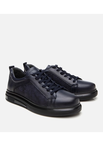 02AYH305760A680 ERKEK Deri Lacivert Şeffaf Tabanlı Spor Ayakkabı fiyatları