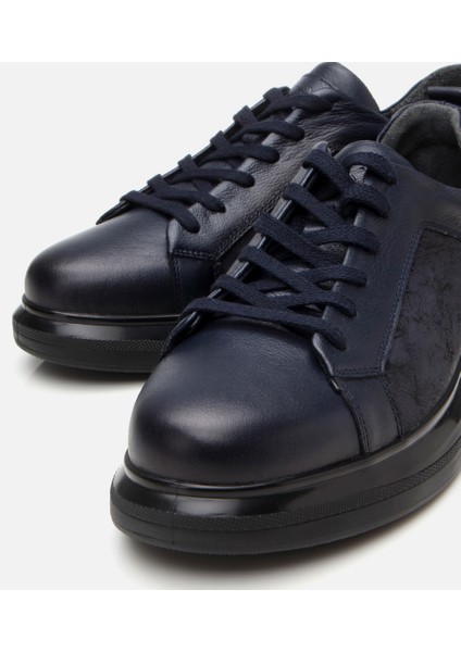 02AYH305760A680 ERKEK Deri Lacivert Şeffaf Tabanlı Spor Ayakkabı modelleri