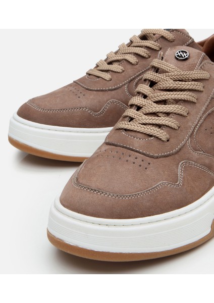 02AYH305890A300 ERKEK Nubuk Deri Yüksek Tabanlı Bej Spor Ayakkabı modelleri