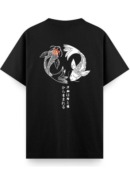 Koi Sırt Baskılı Bisiklet Yaka Unisex Tshirt
