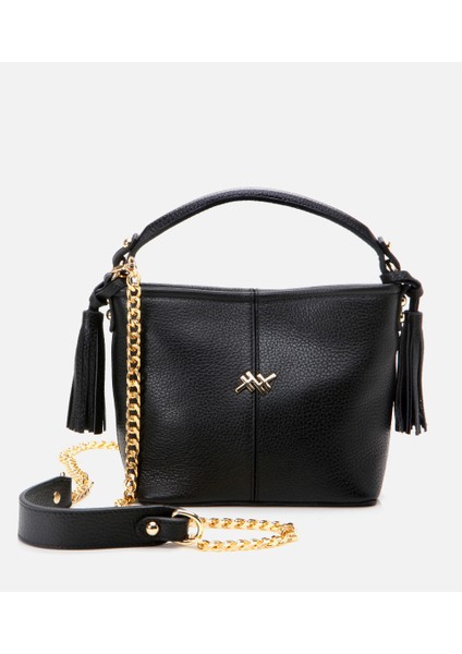 03CAH297040A100 Deri Siyah Kadın Mini (Çapraz) Çanta