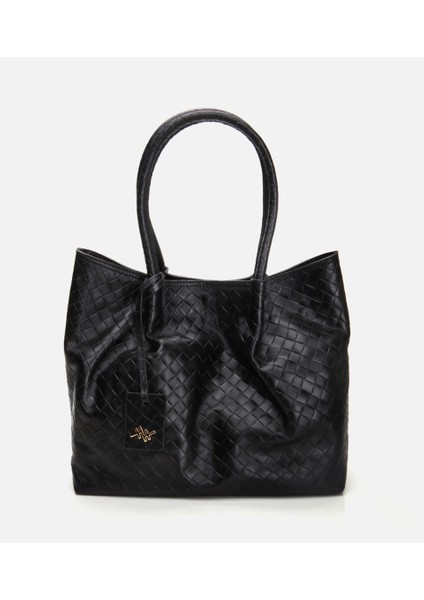 03CAH297030A100 HAKIKI Deri Siyah Kadın Çanta