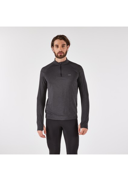 Kiprun Erkek Uzun Kollu Koşu Tişörtü - Siyah - Kiprun Run 100