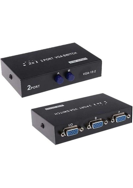 PowerMaster PM-4263 2 Port Giriş 1 Çıkış Manuel VGA Splitter Toplayıcı Switch (2 PC 1 Ekran)