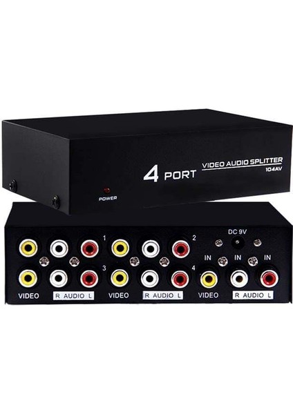 Powermaster AV-104 4 Port Video Audio Splitter