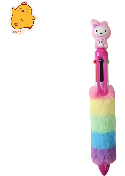 Kuromi Cinamoroll My Melodi Figürlü Tüylü Çok Renkli Tükenmez Kalem – 10 Renkli Disney Yazı Kalemi | Fancy Space