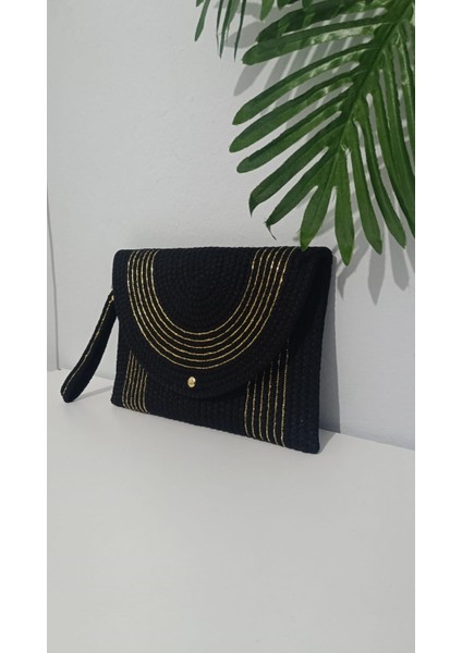 Gökkuşağı Tarzı Siyah ve Bej, Gümüş ve Gold Şeritli Kadın El Çantası modelleri