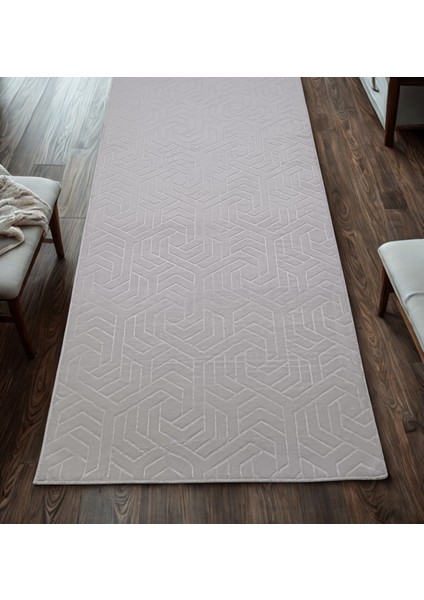 Dinar Armoni Kaymaz Tabanlı Kesme Kabartmalı Salon Koridor Mutfak Hali Açık Bej