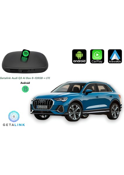 Audi Q3 3in1 8-128GB Ai Box Hareket Halinde Video Izleme Youtube + Netflix + ANDROID13 + Lte