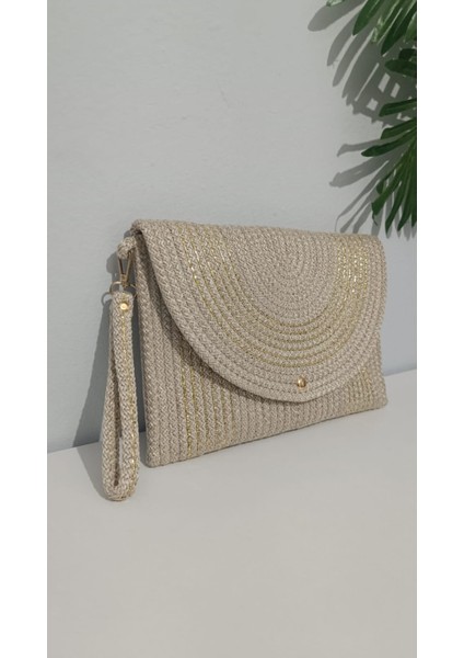 Gökkuşağı Tarzı Siyah ve Bej, Gümüş ve Gold Şeritli Kadın El Çantası modelleri