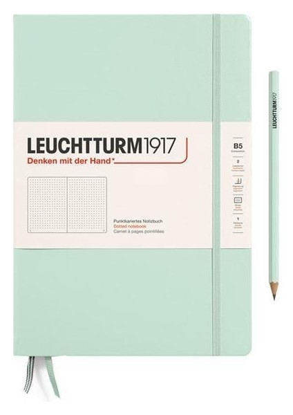 LEUCHTTURM1917 Composition Notebook, B5, Sert Kapak, 219 Sayfa Not Defteri, Noktalı, Mint 370282