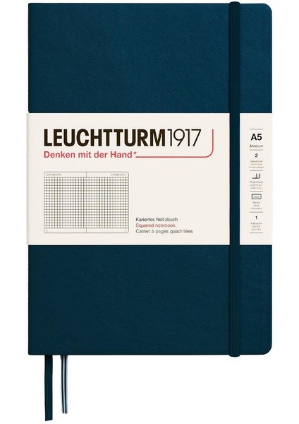 LEUCHTTURM1917 2025 Colors Orta Boy (A5), Sert Kapak, 251 Sayfa, Kareli Defter Deep Sea 372191