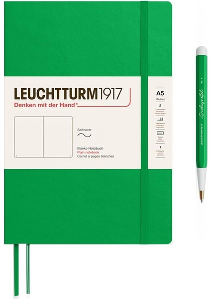 LEUCHTTURM1917 2025 Colors Orta Boy (A5), Yumuşak Kapak, 123 Sayfa, Çizgisiz Defter Spring Leaf 372207