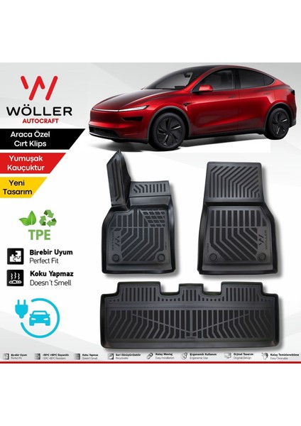 Yeni Tesla Model Y Juniper Paspas 2025 Sonrası Uyumlu 3D Havuzlu Paspas