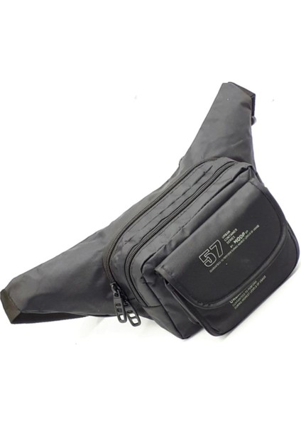 Yüksek Kapasiteli 4 Bölmeli Siyah Bel Çantası, Telefon Bölmeli, Şık ve Kullanışlı