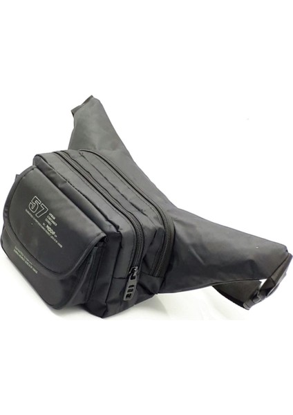 Yüksek Kapasiteli 4 Bölmeli Siyah Bel Çantası, Telefon Bölmeli, Şık ve Kullanışlı