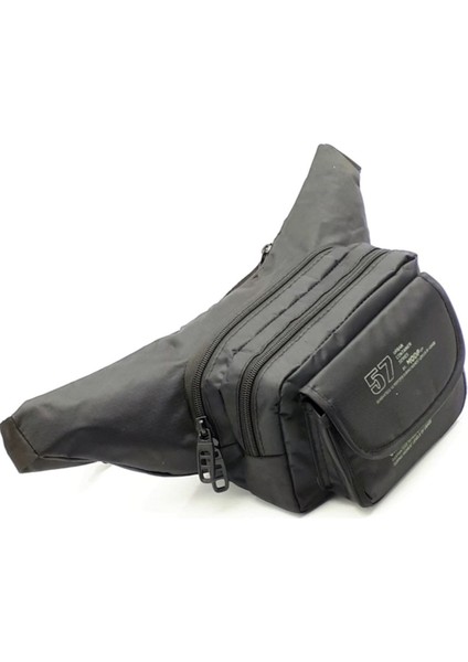 Yüksek Kapasiteli 4 Bölmeli Siyah Bel Çantası, Telefon Bölmeli, Şık ve Kullanışlı