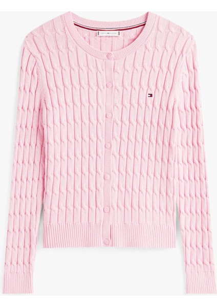 Kadın Pamuklu Orta Kalınlıkta Örgü Bisiklet Yaka Pembe Kazak WW0WW46514TOL indirimleri