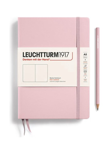 Leuchttrum 1917 Medium(A5) Sert Kapak, 251 Numaralandırılmış Çizgisiz Sayfa Defter Powder 361577