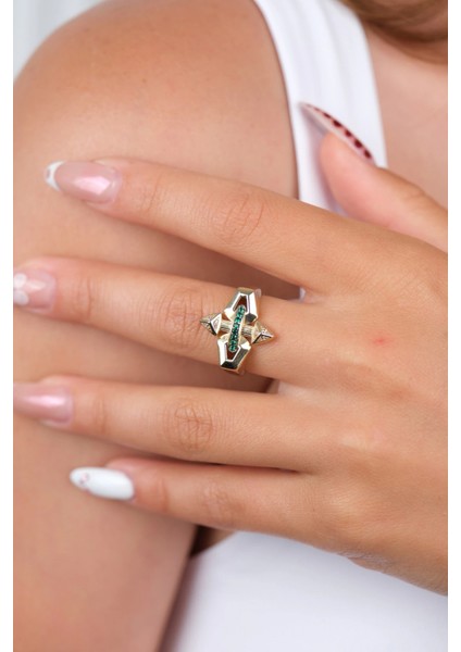 14 Ayar Altın Ok Detay Yüzük 915