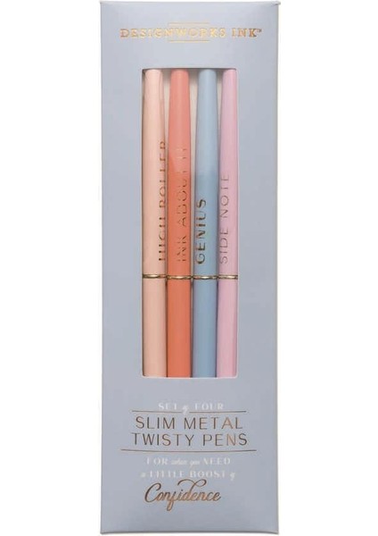 Designworks Ink Twisty Slim 4'lü Tükenmez Kalem Seti Blue