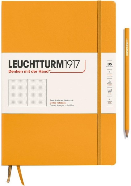 LEUCHTTURM1917 Composition Notebook, B5, Sert Kapak, 219 Sayfa Not Defteri, Noktalı, Rising Sun 366166
