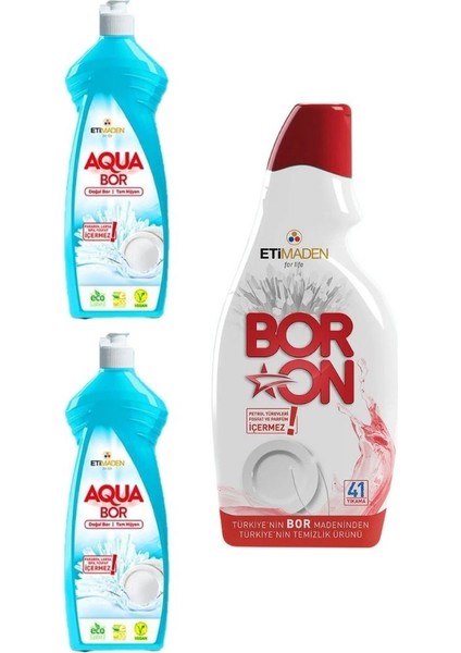 Elde Bulaşık 650 ml X2 + Boron Jel Bulaşık Makinesi 820 ml 110 ml Parlatıcı