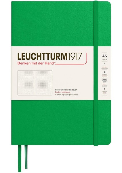 LEUCHTTURM1917 2025 Colors Orta Boy (A5), Sert Kapak, 251 Sayfa, Noktalı Defter Spring Leaf 372193
