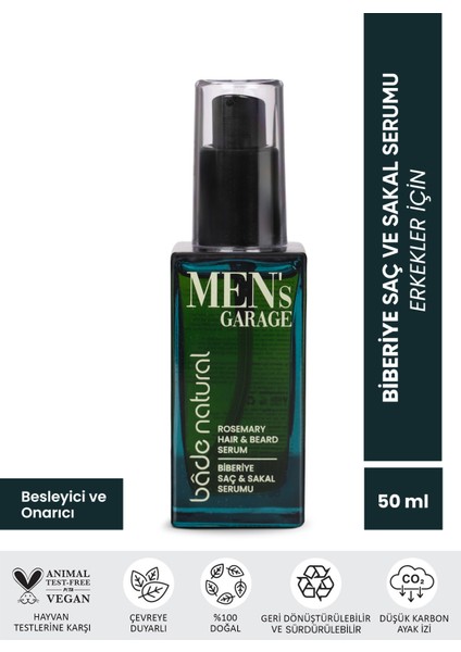 Men's Garage Biberiye Saç ve Sakal Serumu Besleyici ve Derinlemesine Bakım 50 ml