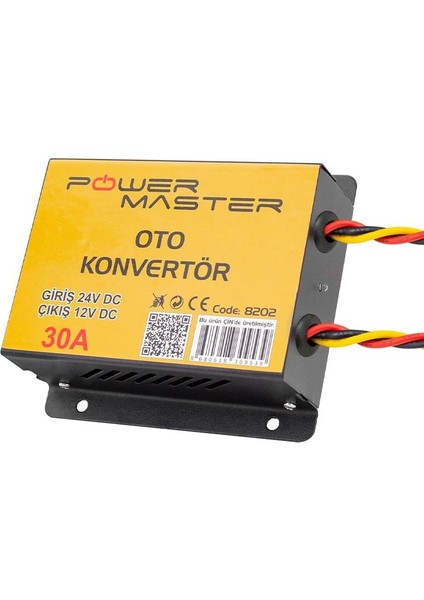 Powermaster PM-8202 24V Dc 12V Dc 30 Amper Oto Konvertör 24 Voltu 12 Volta Çevirici Düşürücü Konvertör Tır Otobüs Için