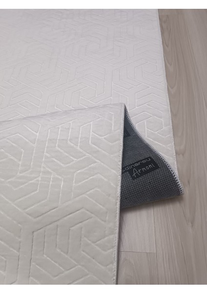 Dinar Armoni Kaymaz Tabanlı Kesme Kabartmalı Salon Koridor Mutfak Hali Açık Bej