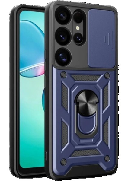 Samsung Galaxy S25 Ultra Kılıf Pars Lens Yüzüklü Silikon - Lacivert - ALVN2267-6396