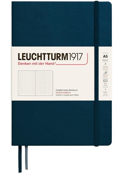 LEUCHTTURM1917 2025 Colors Orta Boy (A5), Sert Kapak, 251 Sayfa, Noktalı Defter Deep Sea 372189