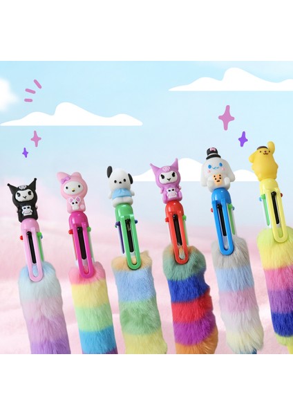 Kuromi Cinamoroll My Melodi Figürlü Tüylü Çok Renkli Tükenmez Kalem – 10 Renkli Disney Yazı Kalemi | Fancy Space fiyatları
