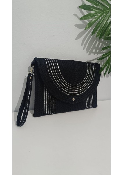 Gökkuşağı Tarzı Siyah ve Bej, Gümüş ve Gold Şeritli Kadın El Çantası fiyatları