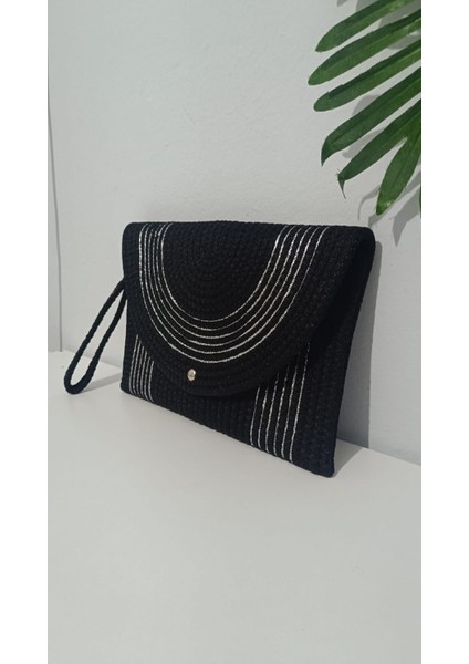 Gökkuşağı Tarzı Siyah ve Bej, Gümüş ve Gold Şeritli Kadın El Çantası modelleri