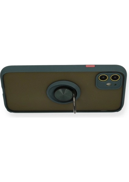 iPhone 11 Kılıf Montreal Yüzüklü Silikon Kapak - Yeşil - ALVN2461-1606 modelleri