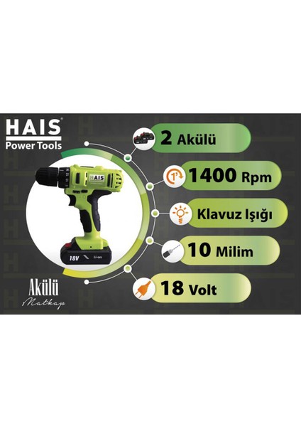 Hais CD-LBT-16A 18V Çift Devirli Şarjlı Matkap – 1.5-15 mm Mandren, Yüksek Güç ve Uzun Ömürlü Akü Performansı (4841009) fiyatları