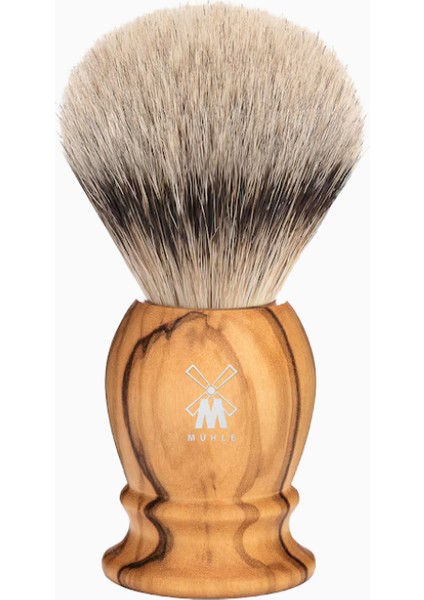 Klasik Tıraş Fırçası, Zeytin Ağacı Saplı, Gümüş Uçlu Porsuk Kılından ve El Yapımı