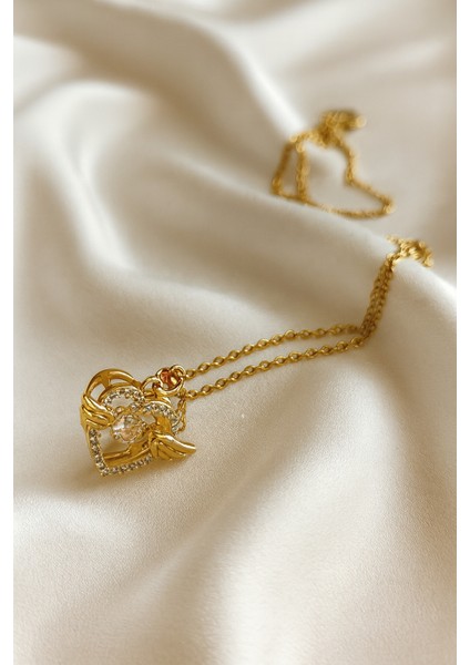 Kanatlı Kalp Figürü Zirkon Kolye fiyatları