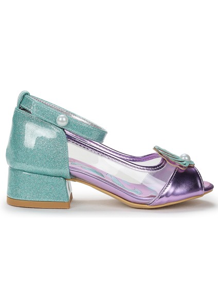 Deniz Kızı Şeffaf Burnu Açık Kız Çocuk Topuklu Abiye Ayakkabı modelleri