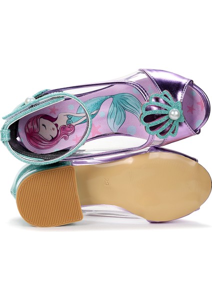 Deniz Kızı Şeffaf Burnu Açık Kız Çocuk Topuklu Abiye Ayakkabı indirimleri