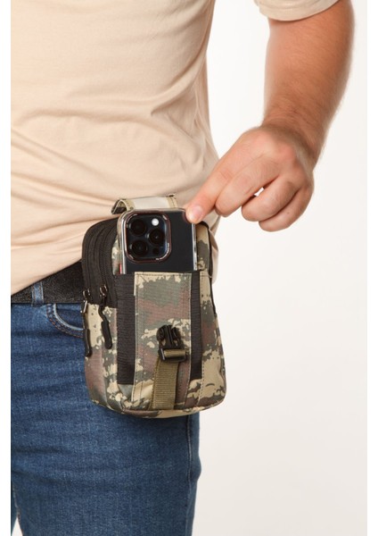 Kamuflaj Desenli Erkek Taktik Bel Çantası, Telefon ve Eşyalar Için Ideal, 18X11 cm fiyatları