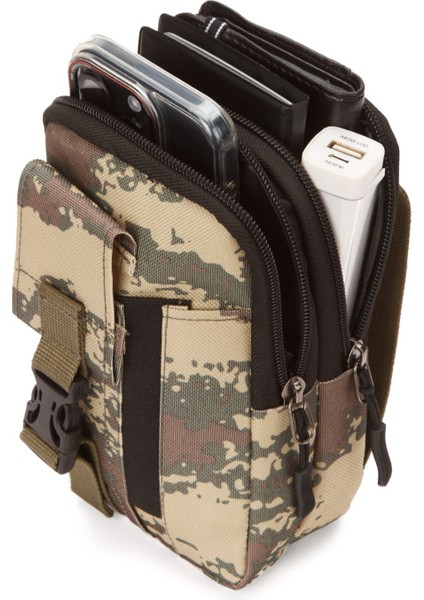 Kamuflaj Desenli Erkek Taktik Bel Çantası, Telefon ve Eşyalar Için Ideal, 18X11 cm modelleri