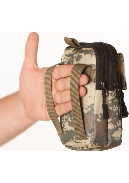 Kamuflaj Desenli Erkek Taktik Bel Çantası, Telefon ve Eşyalar Için Ideal, 18X11 cm indirimleri