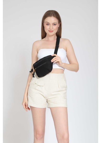 Su Geçirmez Bel Çantası, Günlük ve Seyahat Için Rahat Kol Askılıklı Siyah