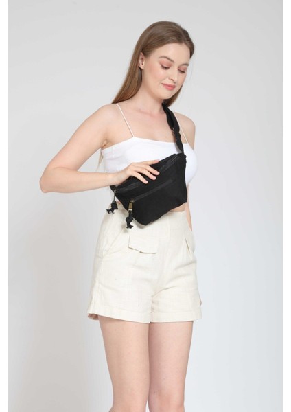 Su Geçirmez Bel Çantası, Günlük ve Seyahat Için Rahat Kol Askılıklı Siyah fırsatları